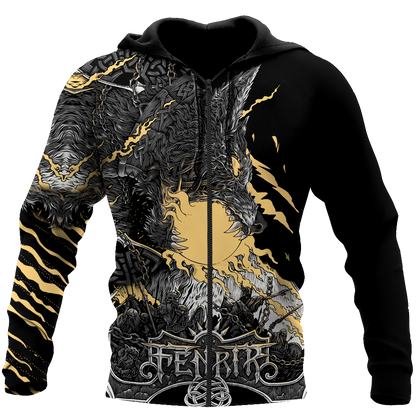 Fenrir Wolf Viking All Over Printed Unisex Deluxe Hoodie ML