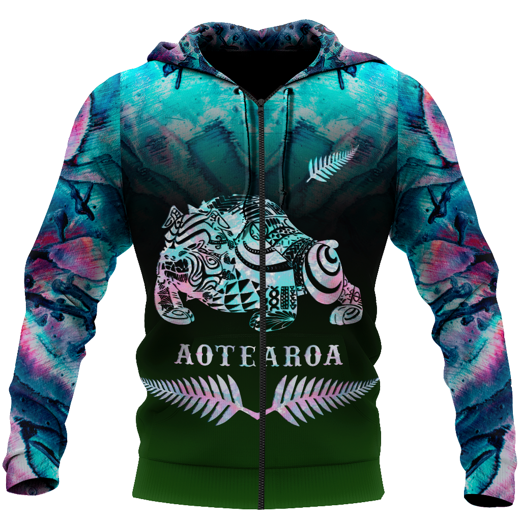 New zealand maori bulldog tattoo paua 3d all over printed shirt and short for man and women