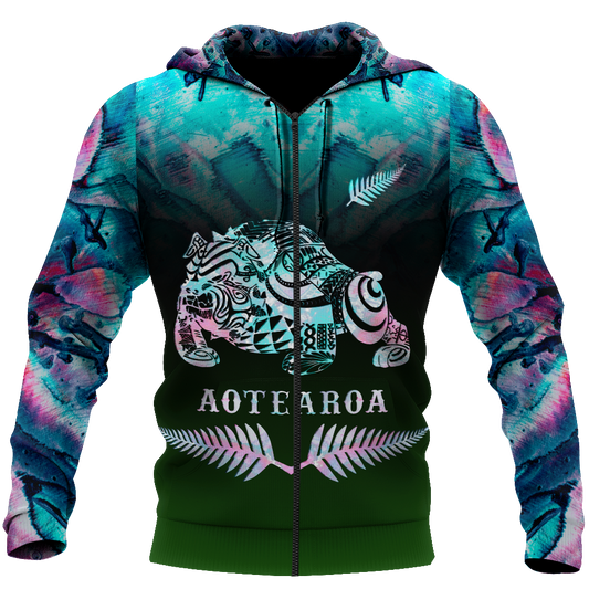 New zealand maori bulldog tattoo paua 3d all over printed shirt and short for man and women
