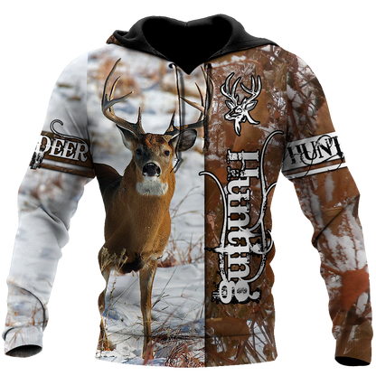 Premium Deer Hunting for Hunter Winter Camo 3D Printed Unisex Shirts