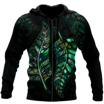 Paua Shell Maori Silver Fern Maori Tattoo New Zealand 3D Unisex Hoodie