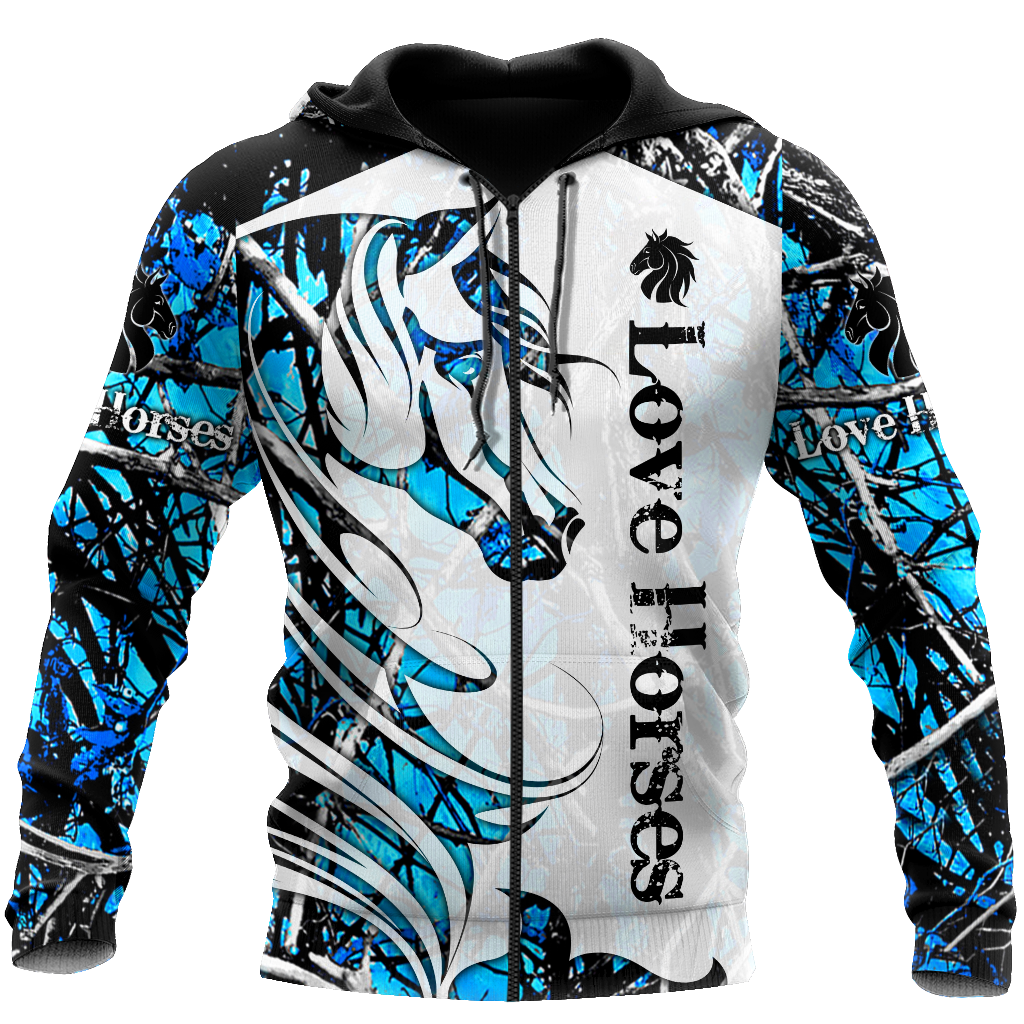 Horse Camo Blue Pattern 3D All Over Printed Shirts Pi050502 - Amaze Style™-Apparel