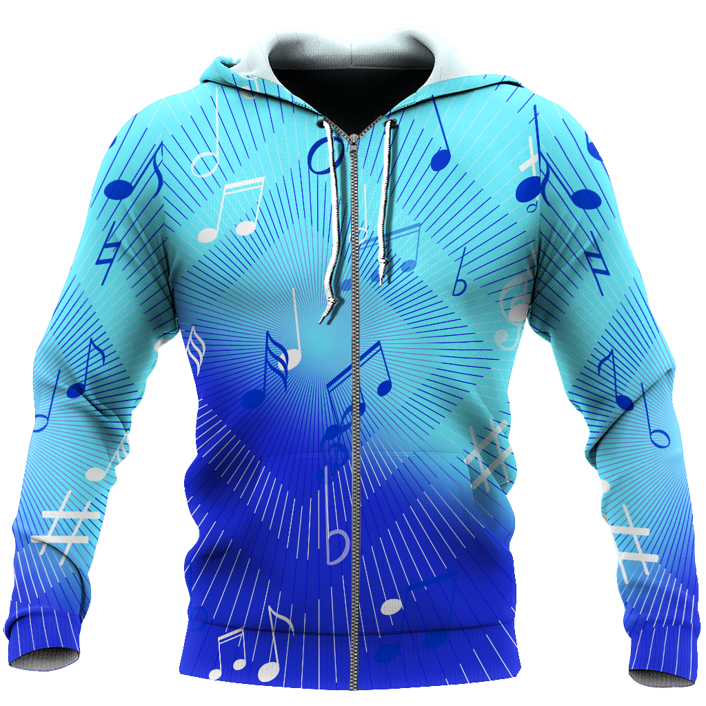 Music Notes Blue 3D All Over Printes