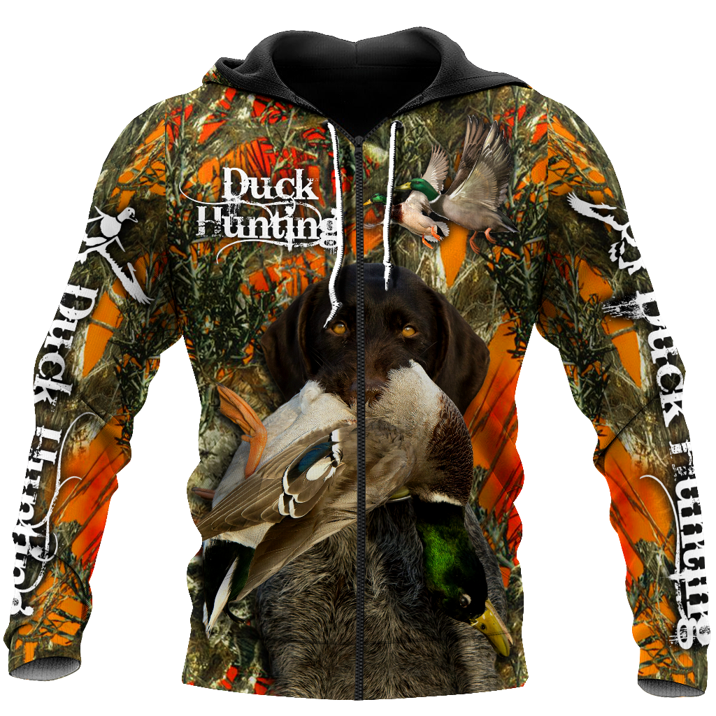 Personalized Name Hunting 3D Unisex Shirts Duck Hunting Labrador Retriever Orange Camo