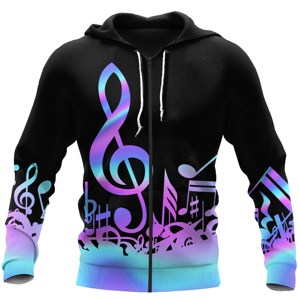 Purple Music Notes 3D All Over Printes