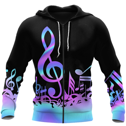 Purple Music Notes 3D All Over Printes