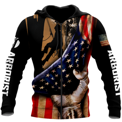 Premium Unisex All Over Printed American Flag Arborist Shirts MEI