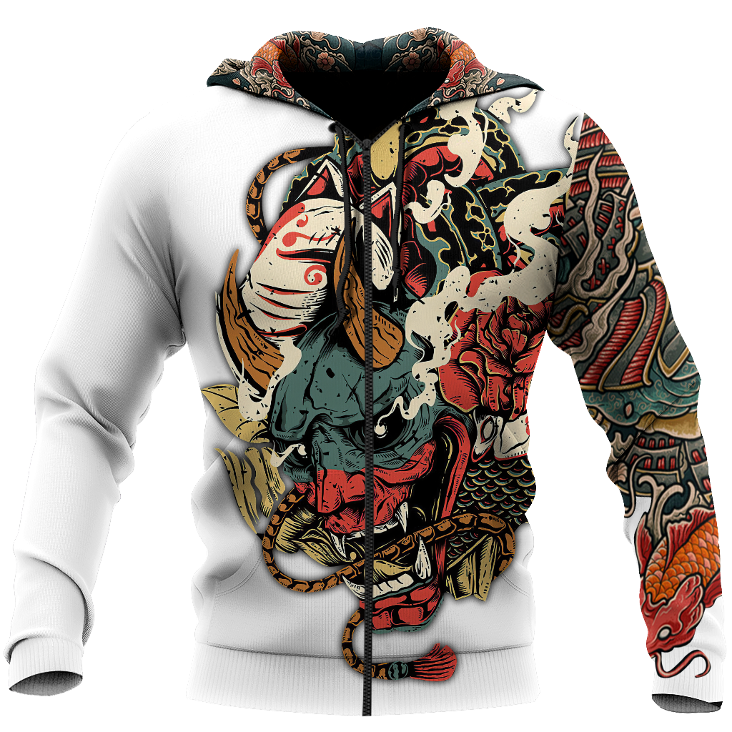 Oni Mask White Tattoo 3D Over Printed Unisex Shirt