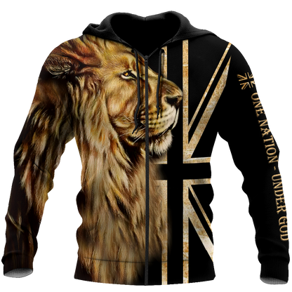 3D England One Nation Under God Over Printed Shirt for Men and Women