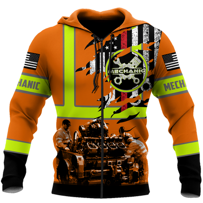 All Over Printed Mechanic Hoodie For Men and Women TN