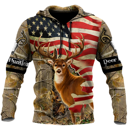 Deer Hunting America Flag 3D All Over Printed Shirts HHT11092032-LAM