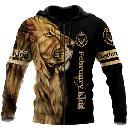 Custom Name February King Lion  3D All Over Printed  Unisex Shirt