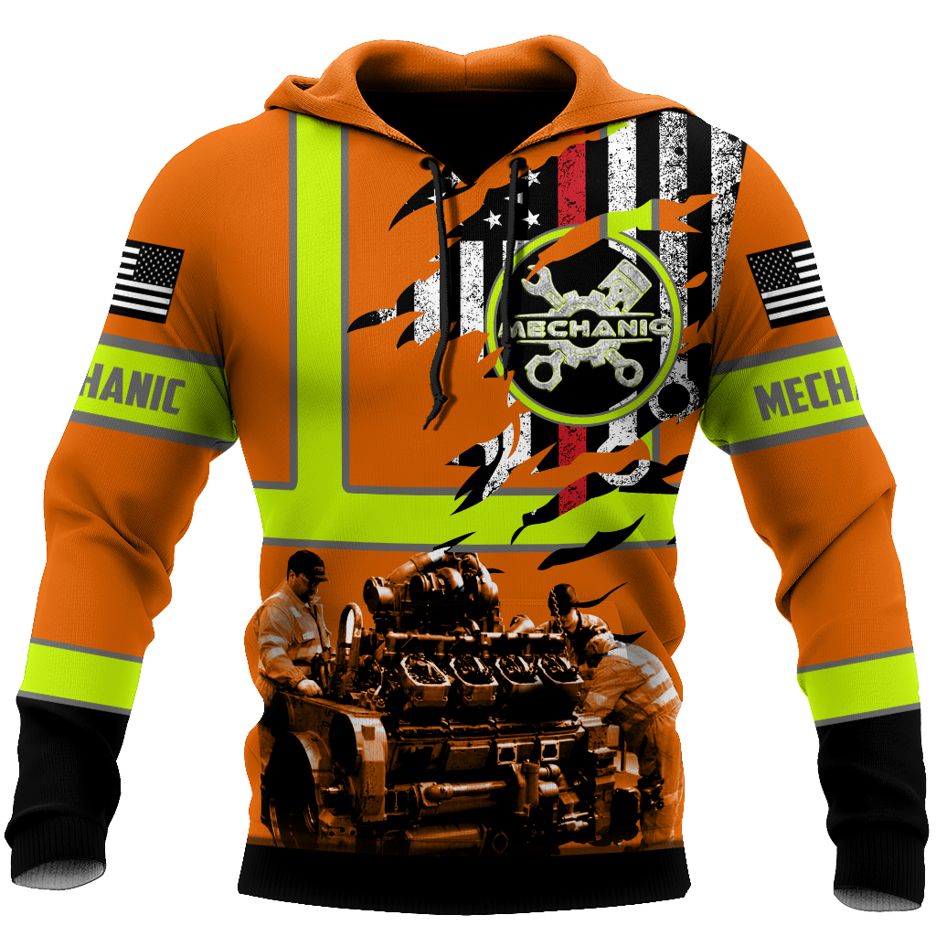 All Over Printed Mechanic Hoodie For Men and Women TN