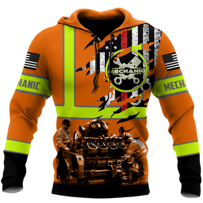 All Over Printed Mechanic Hoodie For Men and Women TN