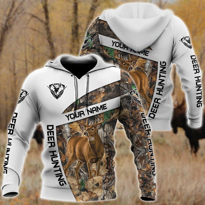 Deer Hunting Customize Name White 3D hoodie shirt for men and women