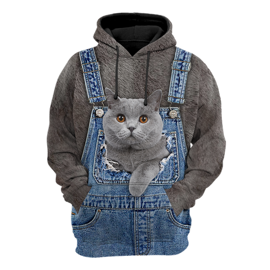 Love Cat cover British Shorthair face hair 3D all over shirts
