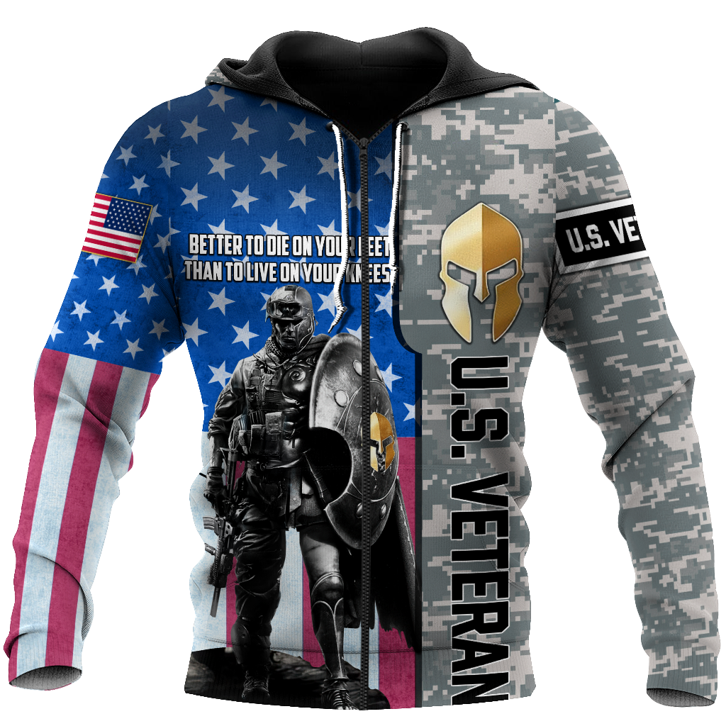 Spartan Soldier US Veteran 3D All Over Printed Shirt Hoodie MP21082020