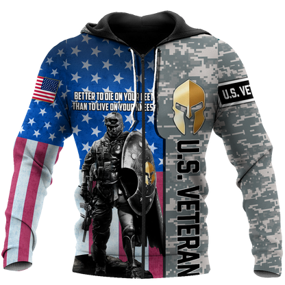 Spartan Soldier US Veteran 3D All Over Printed Shirt Hoodie MP21082020