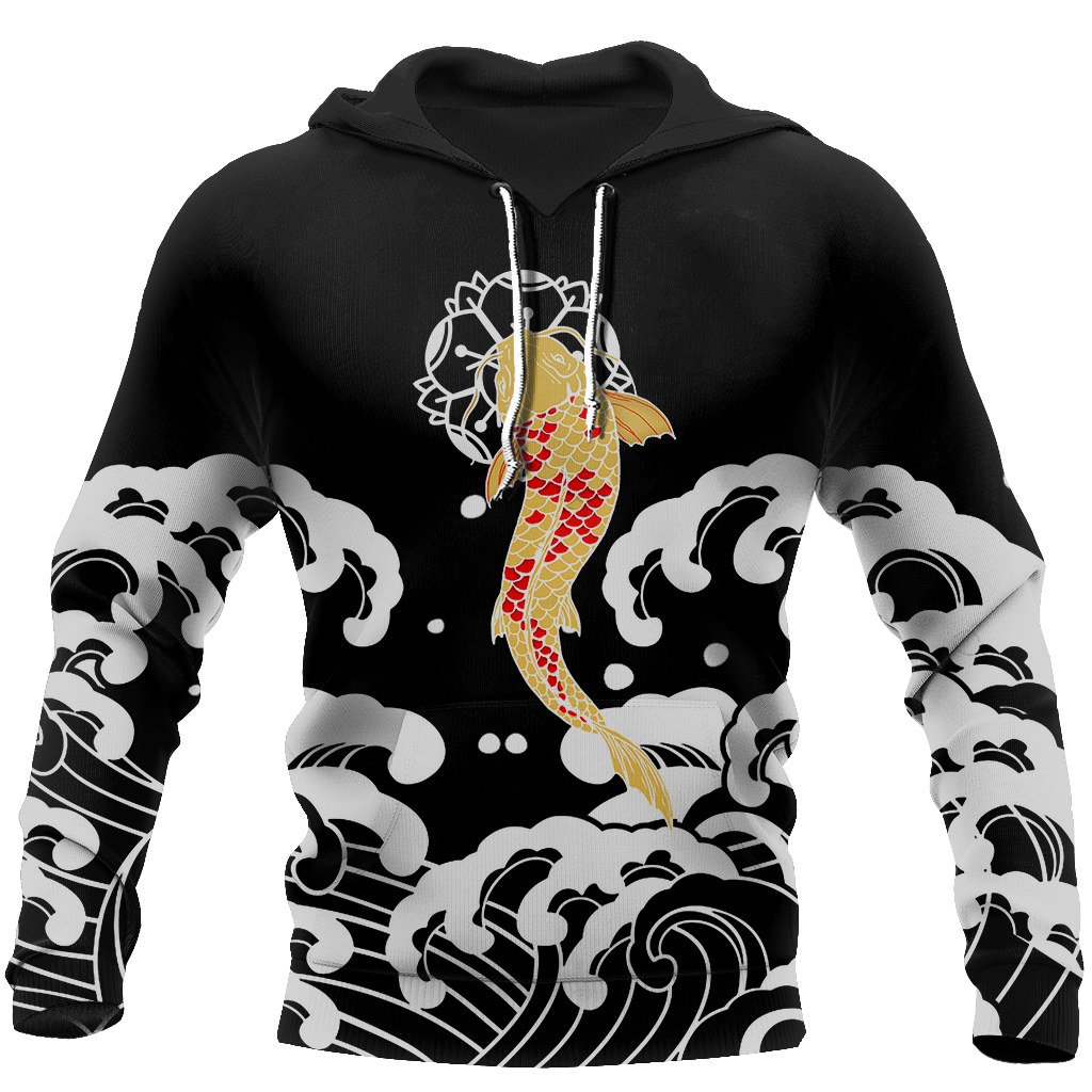Koi Fish Black Hoodie HC3703 - Amaze Style™-Apparel