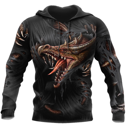 3D Armor Tattoo and Dungeon Dragon Hoodie Pi150104 - Amaze Style™-Apparel
