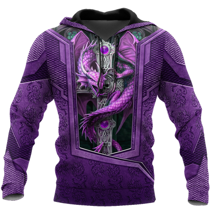 3D Tattoo and Dungeon Dragon Hoodie HAC27123-Apparel-NM-Hoodie-S-Vibe Cosy™
