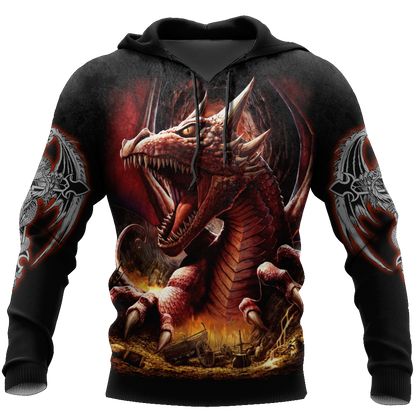 3D Armor Tattoo and Dungeon Dragon Hoodie HAC140101-Apparel-NM-Hoodie-S-Vibe Cosy™
