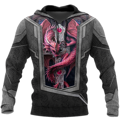 3D Tattoo and Dungeon Dragon Hoodie HAC26124-Apparel-NM-Hoodie-S-Vibe Cosy™
