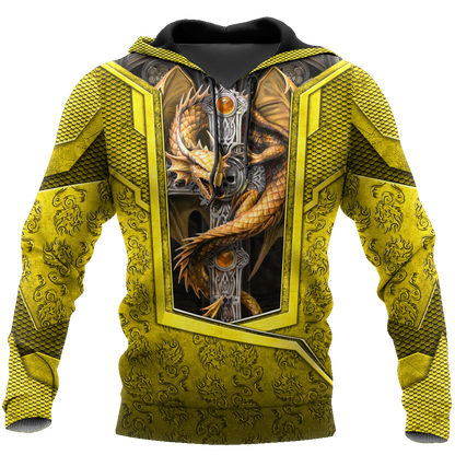 3D Tattoo and Dungeon Dragon Hoodie HAC301203-Apparel-NM-Hoodie-S-Vibe Cosy™