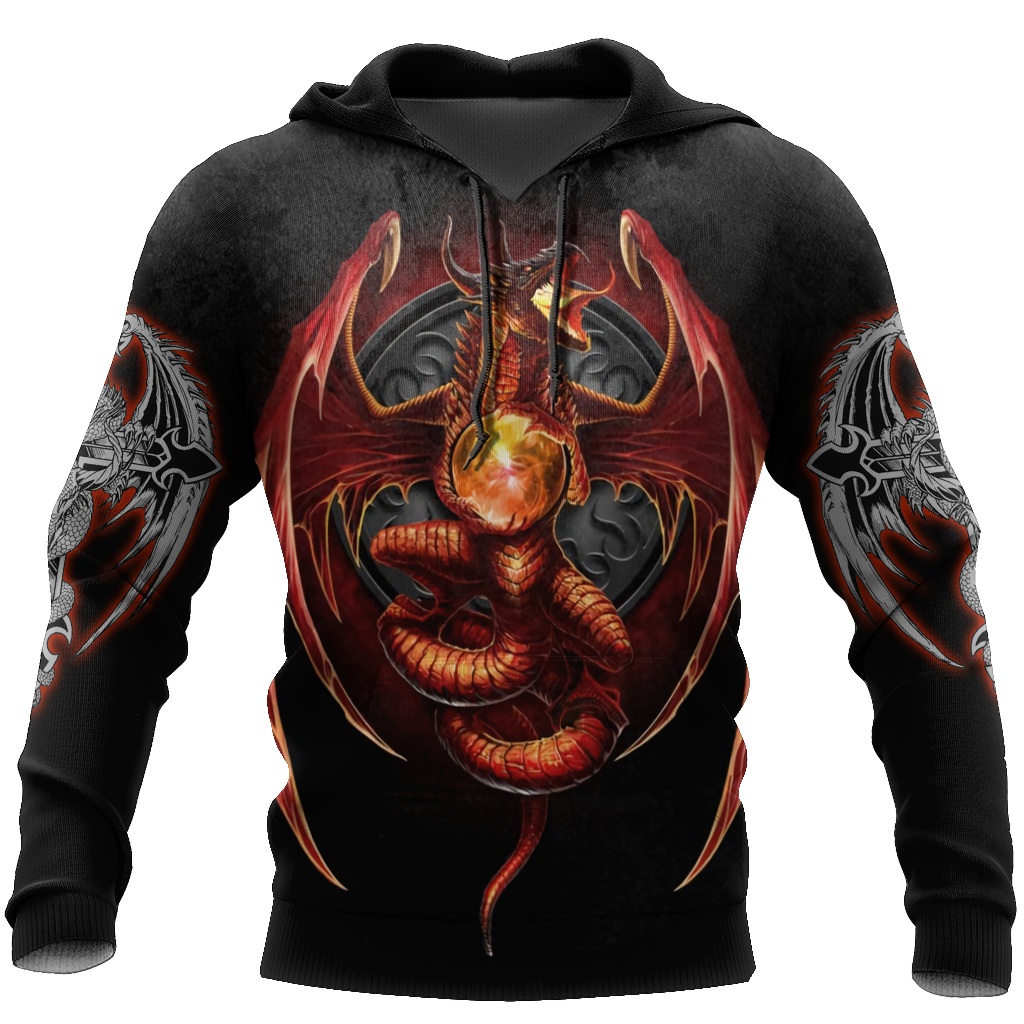 3D Armor Tattoo and Dungeon Dragon Hoodie HAC140102-Apparel-NM-Hoodie-S-Vibe Cosy™