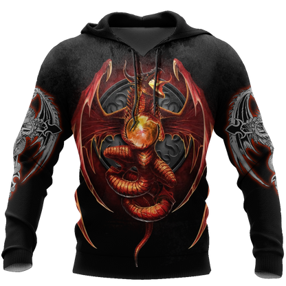 3D Armor Tattoo and Dungeon Dragon Hoodie HAC140102-Apparel-NM-Hoodie-S-Vibe Cosy™