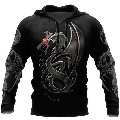 3D Armor Tattoo and Dungeon Dragon Hoodie HAC130102 - Amaze Style™-Apparel