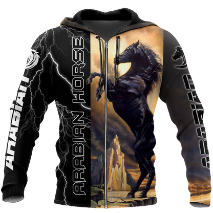 Black Stallion Arabian Horse 3D All Over Printed Shirt Hoodie Pi301202 - Amaze Style™-Apparel
