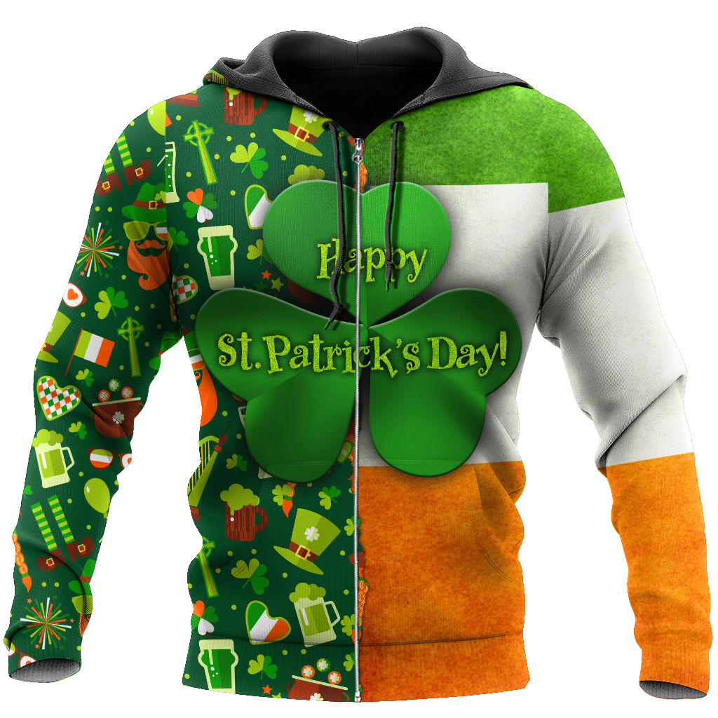 Happy St Patrick's Day Irish Hoodie T-Shirt Sweatshirt for Men and Women Pi170201-Apparel-NM-Zip hoodie-S-Vibe Cosy™