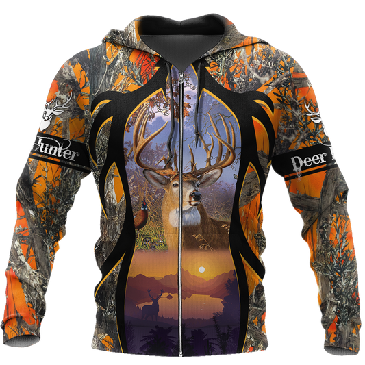 Camo Deer Hunting Hoodie T-Shirt Sweatshirt AZ112201 NM-Apparel-NM-Zipped Hoodie-S-Vibe Cosy™