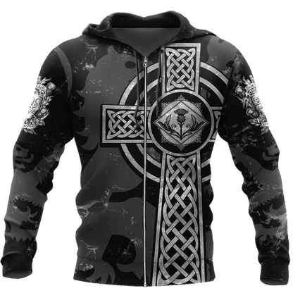 Scottish St-Andrew Thristle Celtic Cross grey ver2 Hoodie AZ210207 - Amaze Style™-Apparel