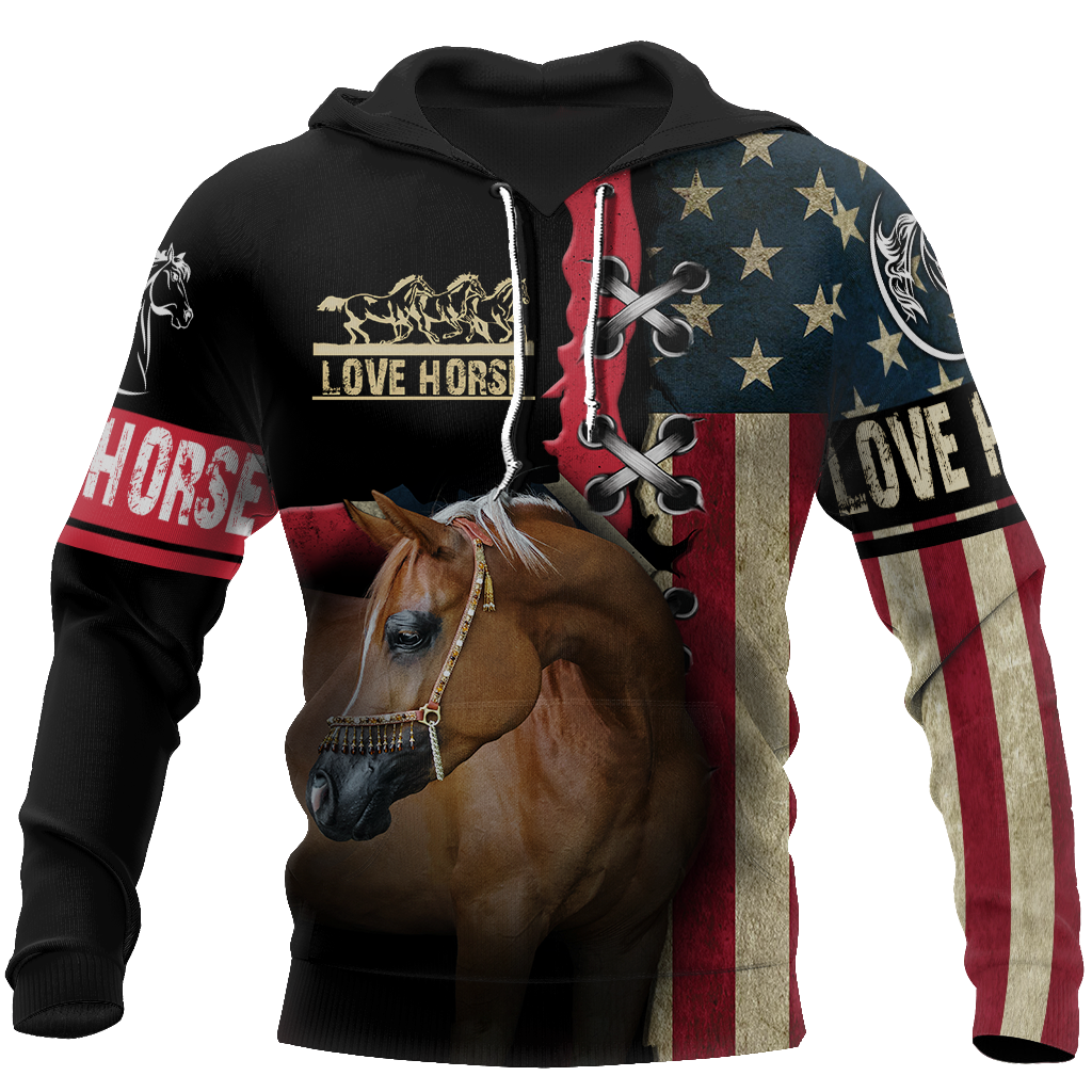 Love Horse shirt flag design Daily Fashion - Winter Set for Men and Women JJ271203 - Amaze Style™-Apparel