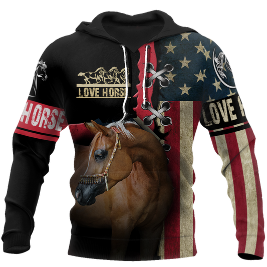 Love Horse shirt flag design Daily Fashion - Winter Set for Men and Women JJ271203 - Amaze Style™-Apparel
