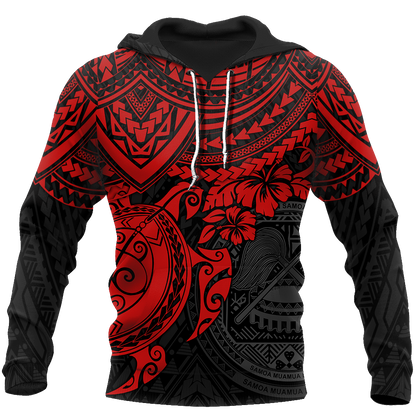 American Samoa Polynesian Hoodie Red Turtle JJ300102 PL - Amaze Style™-Apparel