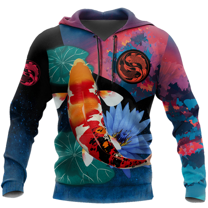 Koi Fishing on lotus 3D all over printing shirts for men and women TR110201 - Amaze Style™-Apparel