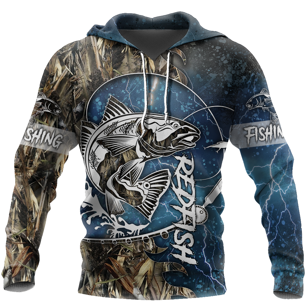 Red fishing all over printed hoodie T-shirt for men and women blue color TR221201 - Amaze Style™-Apparel