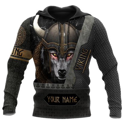 Custom Name Viking Wolf Warrior 3D All Over Printed Shirt for Men and Women