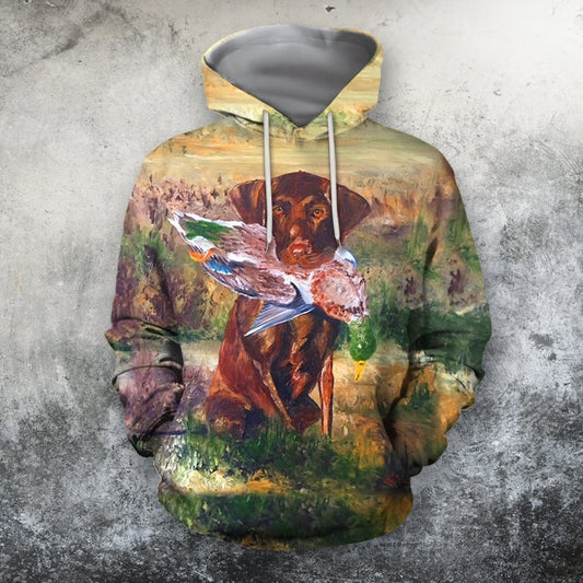 3D All Over Print Hunting Dog Duck Hoodie - Amaze Style™-Apparel