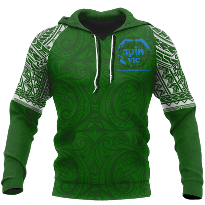 Special Green All Over Hoodie White NVD - Amaze Style™-Apparel