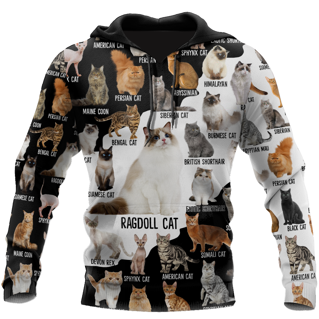 Love Cat Breeds World line premium hoodie sweatshirt