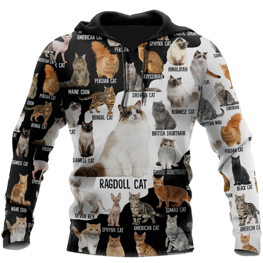 Love Cat Breeds World line premium hoodie sweatshirt