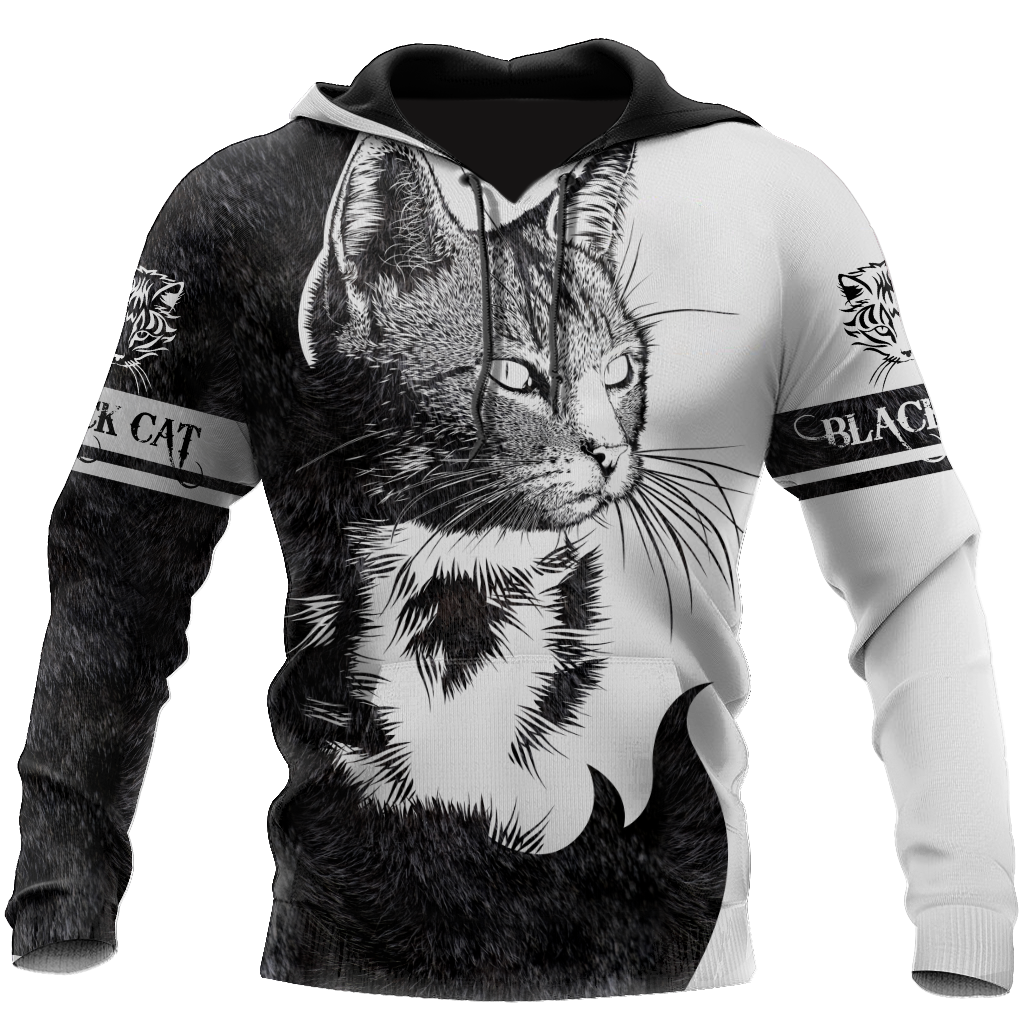 Love Black Cat Tattoo white 3D all over shirts for men and women
