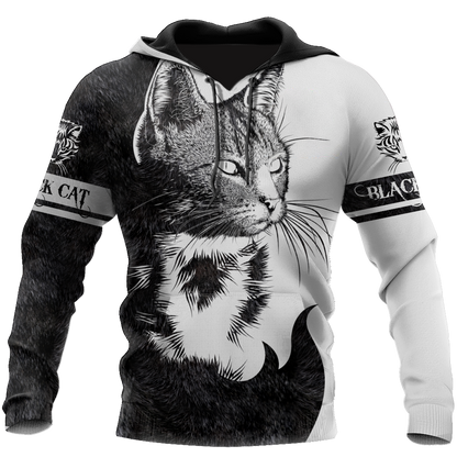Love Black Cat Tattoo white 3D all over shirts for men and women