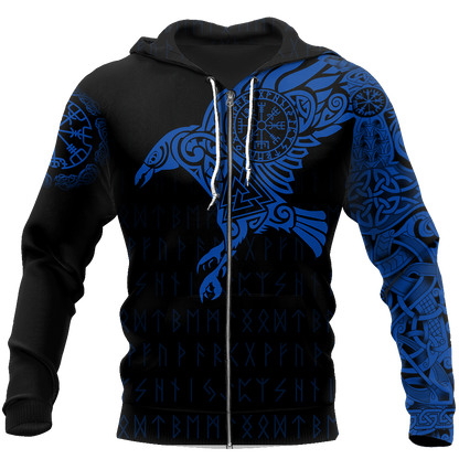Vikings - The Raven of Odin Tattoo Blue - Amaze Style™-Apparel