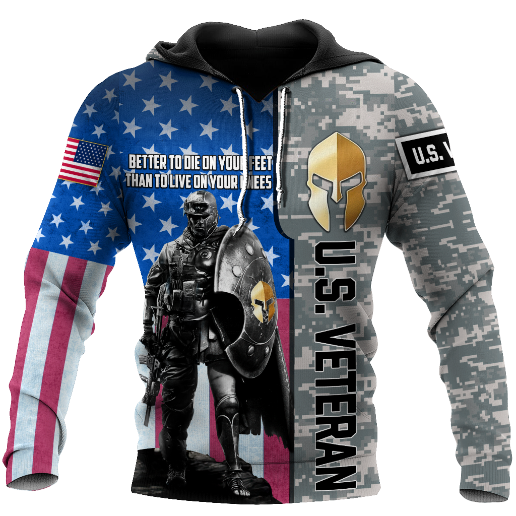 Spartan Soldier US Veteran 3D All Over Printed Shirt Hoodie MP21082020