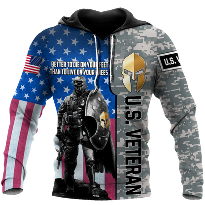 Spartan Soldier US Veteran 3D All Over Printed Shirt Hoodie MP21082020